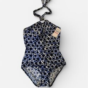 Michaels Navy and White Womens Swim One Piece
